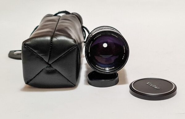 Vivitar 135/2.8 on M42 with both lids; Case.