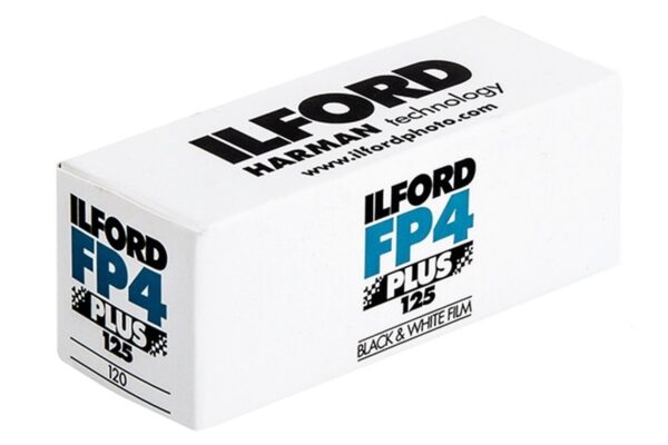 Ilford FP4 plus 120 film roll in a box