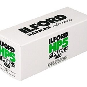 A roll of Ilford HP5 Plus 120 film