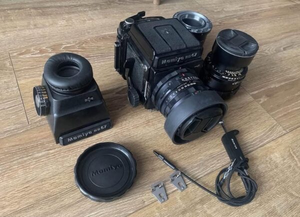 Mamiya RB67 with Sekor 50 mm and Sekor 180 mm lenses