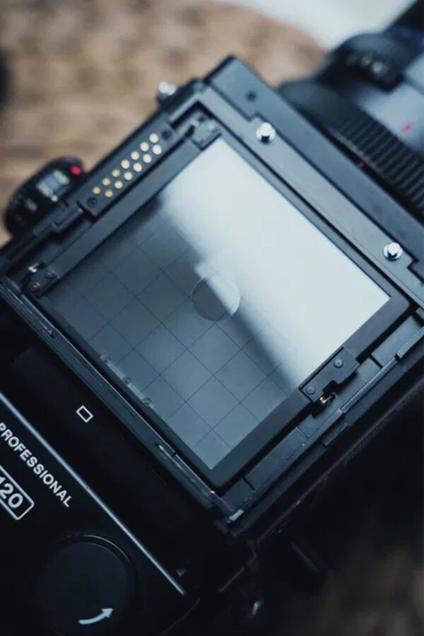 View of the focusing screen of Mamiya RZ67